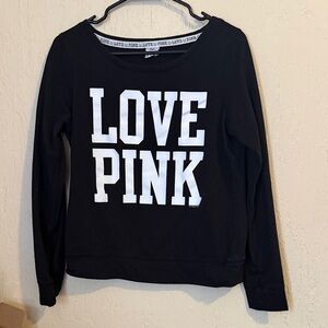 Victoria's Secret Black Sweatshirt with White 'Love Pink'